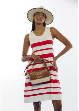 Bandolera con Solapa Efecto Piel Bicolor Crudo-Marron Lola Casademunt LS2604037