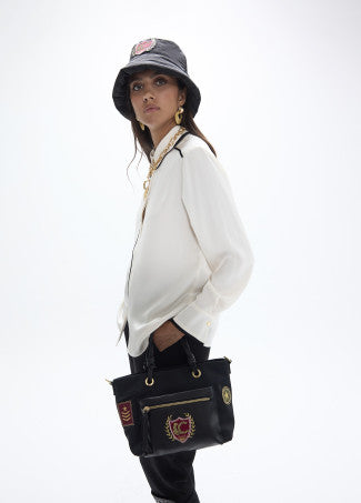 Bandolera Nylon con Parches Negro Lola Casademunt