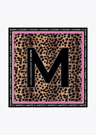Pañuelo M Animal Print 55x55cm Negro-Rosa Lola Casademunt