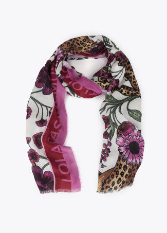 Fular Tigres y Flores 100x200cm Rosa-Crudo LF2607038
