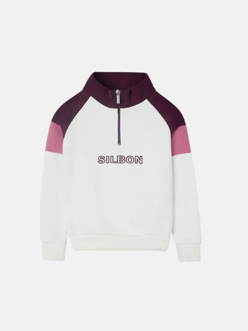 Silbon Sudadera Girl Cuello Alto Tricolor Rosa y Crudo