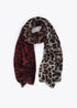 Fular Animal Print Degradado 100x200cm Crudo-Rojo Lola Casademunt