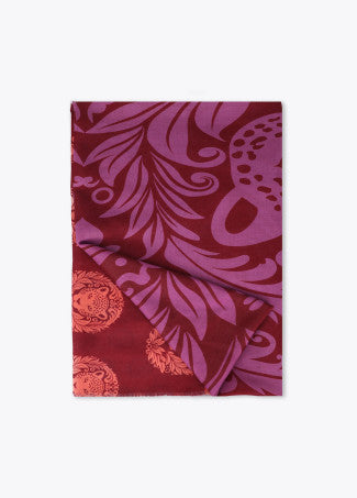 Fular Medallón Tigre 100x200cm Naranja-Rosa Lola Casademunt