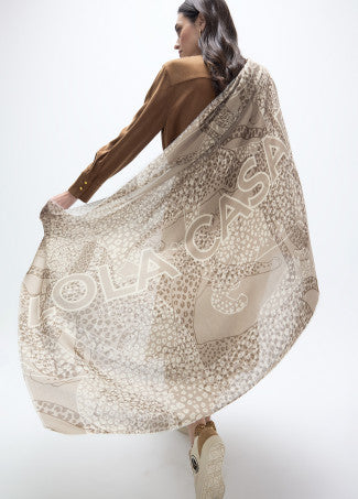 Fular Siluetas Tigres 100*200cm Beige Lola Casademunt