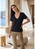Camiseta Cuello Pico Animal Posicionado con Strass Negro Lola Casademunt LS2615109