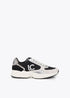 Deportiva con Suela Tipo Running Combinada en Diferentes Materiales y Piel Negro-Crudo Lola Casademunt