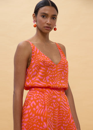 Top Lencero Estampado Manchas Rosa-Naranja Lola Casademunt LS2615075