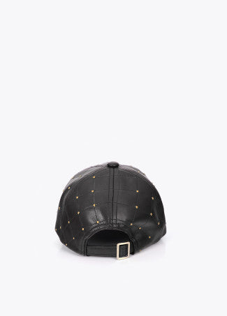 Gorra Pespunteada con Detalle de Mini Tachas Negro Lola Casademunt