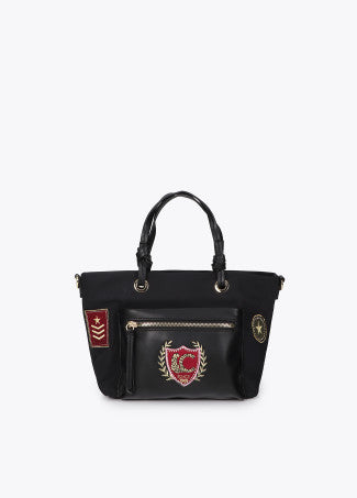 Bandolera Nylon con Parches Negro Lola Casademunt
