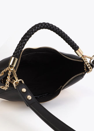 Hobo Efecto Piel y Canvas Bicolor Crudo-Negro Lola Casademunt LS2604036