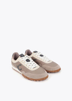 Deportiva Combinada en Diferentes Materiales y Piel Gris-Metal Lola Casademunt