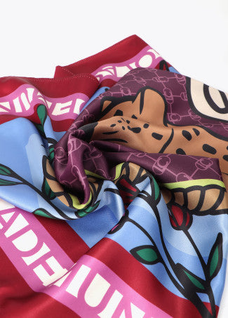 Pañuelo Tigre Alado 90x90cm Rojo-Azul Lola Casademunt