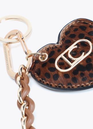 Llavero Corazón Animal Print y Cadena Marron Lola Casademunt