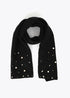 Bufanda LC Tipo Punto con Perlas y Cristales Negro LF2607027