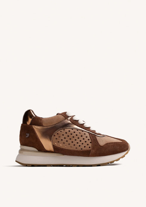 Zapatilla Bronce Piel Cuña Gioseppo