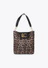 Shopper con Detalle de Cadena y Logo Leopardo Efecto Piel Marron-Negro LF2604085