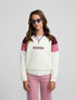 Silbon Sudadera Girl Cuello Alto Tricolor Rosa y Crudo