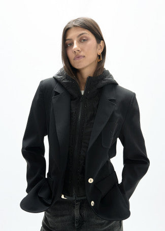 Americana Tecnica con Chaleco Nylon Acolchado Interior Negro-Negro Lola Casademunt
