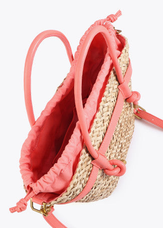 Mini Capazo con Asas y Detalles de Efecto Piel Crudo-Rojo Lola Casademunt LS2604058