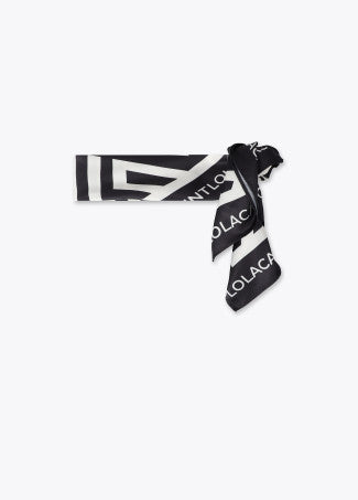 Pañuelo Optical Logo 55x55cm Negro-Crudo Lola Casademunt