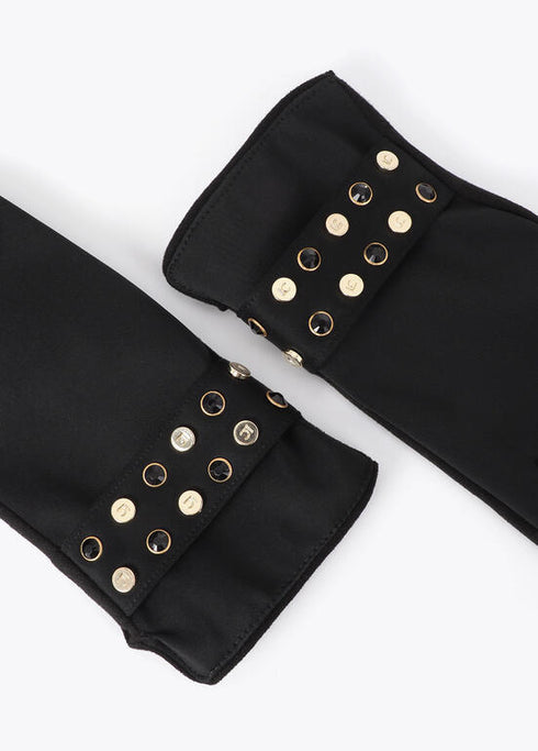 Guantes LC Efecto Piel con Pulsera de Tachas Personalizadas Negro LF2607029