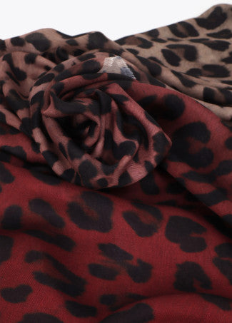 Fular Animal Print Degradado 100x200cm Crudo-Rojo Lola Casademunt