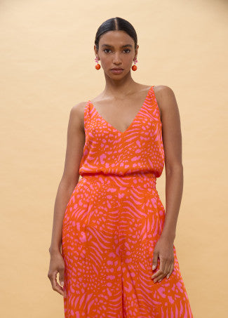 Top Lencero Estampado Manchas Rosa-Naranja Lola Casademunt LS2615075