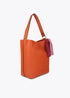 Shopper Efecto Piel con Pompones a Contraste Naranja Lola Casademunt