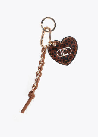 Llavero Corazón Animal Print y Cadena Marron Lola Casademunt