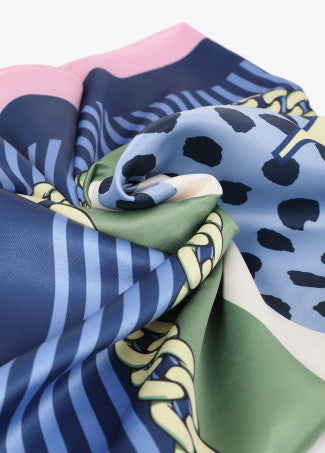 Pañuelo Lc Blue Animal 90x90cm Azul-Verde Lola Casademunt
