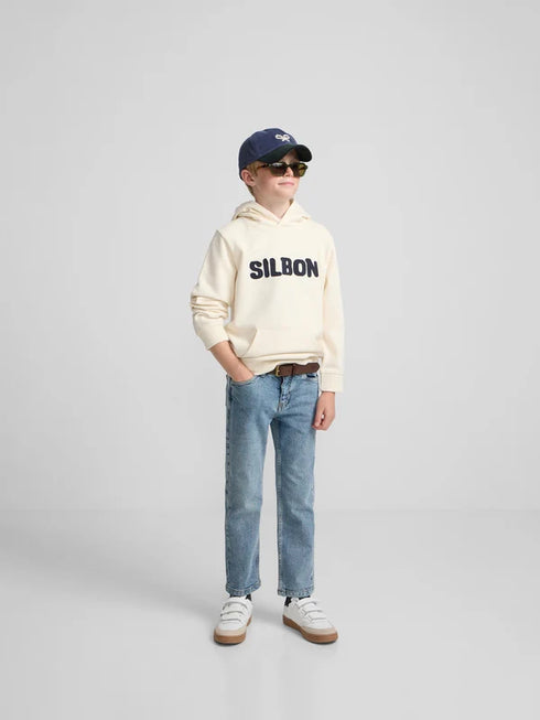 Silbon Sudadera Kids Capucha Parche Contraste Crema