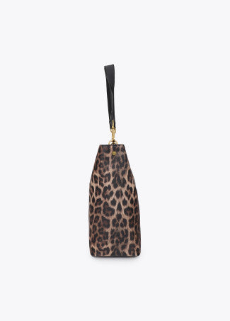 Shopper con Detalle de Cadena y Logo Leopardo Efecto Piel Marron-Negro LF2604085