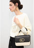 Bandolera con Solapa Efecto Piel Bicolor Crudo-Negro Lola Casademunt LS2604037