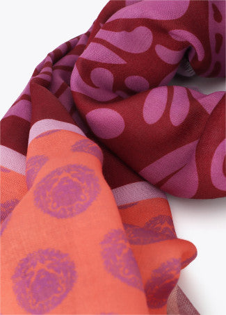 Fular Medallón Tigre 100x200cm Naranja-Rosa Lola Casademunt