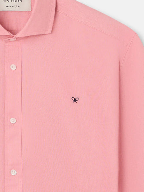 Silbon Camisa Sport Lino Rosa