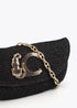 Bolso Evento Efecto Rafia Logo Leopardo Negro Lola Casademunt LS2604087