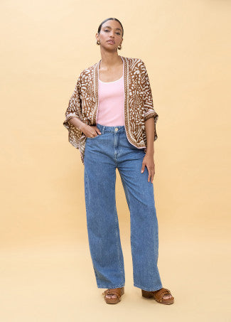 Kimono Estampado Manchas Marron-Crudo Lola Casademunt LS2602002