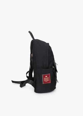 Mochila Nylon con Parches Negro Lola Casademunt