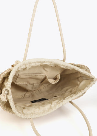 Capazo con Asas y Detalles de Efecto Piel Crudo-Blanco Lola Casademunt LS2604059