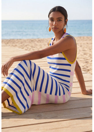 Vestido Tricot Rayas Tricolor Rib a Contraste Rosa-Multicolor Lola Casademunt LS2616157