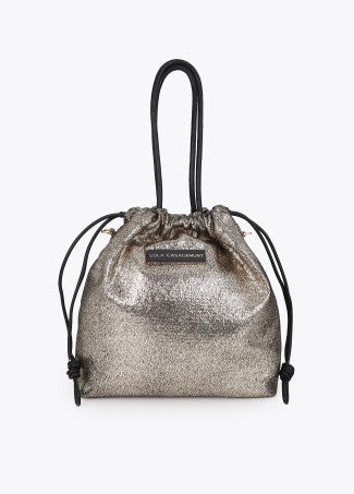 Shopper Tejido Fantasía Combinado con Efecto Piel Dorado Lola Casademunt