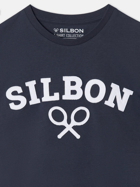 Silbon Camiseta Raqueta Media Azul Marino