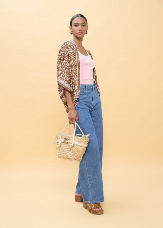 Kimono Estampado Manchas Marron-Crudo Lola Casademunt LS2602002