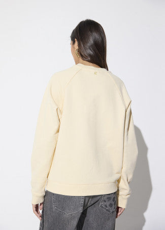 Sudadera Manga Raglan Cuello Caja, Parche Lc en el Delantero Crudo Lola Casademunt