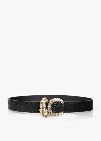 Cinturón Reversible Coco Hebilla Lc Animal Negro-Negro Lola Casademunt