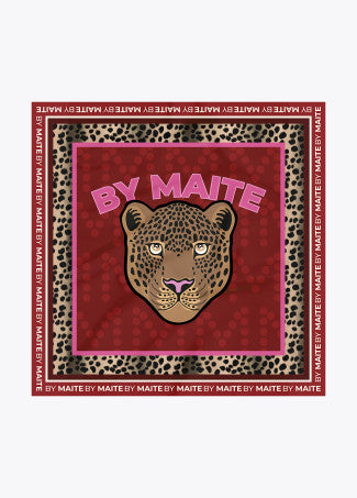 Pañuelo Tiger Face By Maite 90x90cm Rojo-Marron Lola Casademunt