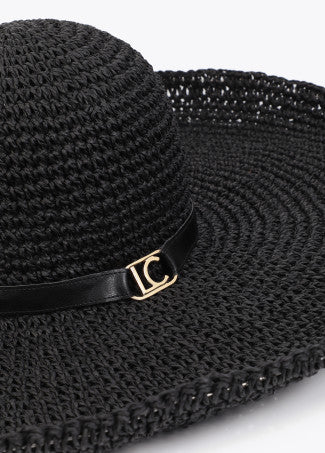 Sombrero de Ala Ancha en Efecto Rafia Negro Lola Casademunt LS2607008