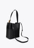 Shopper Efecto Piel Rayas Acolchadas y Detalle Bola Metálica Negro Lola Casademunt
