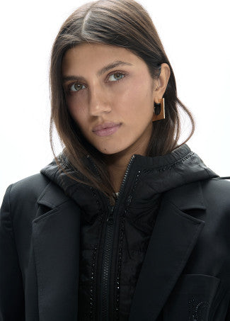 Americana Tecnica con Chaleco Nylon Acolchado Interior Negro-Negro Lola Casademunt