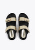 Sandalia Plana con Tiras y Detalles Metálicos Dorado Lola Casademunt LS2605028